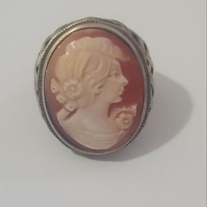 Amadeo Shell Cameo Ring Basket Weave - image 1